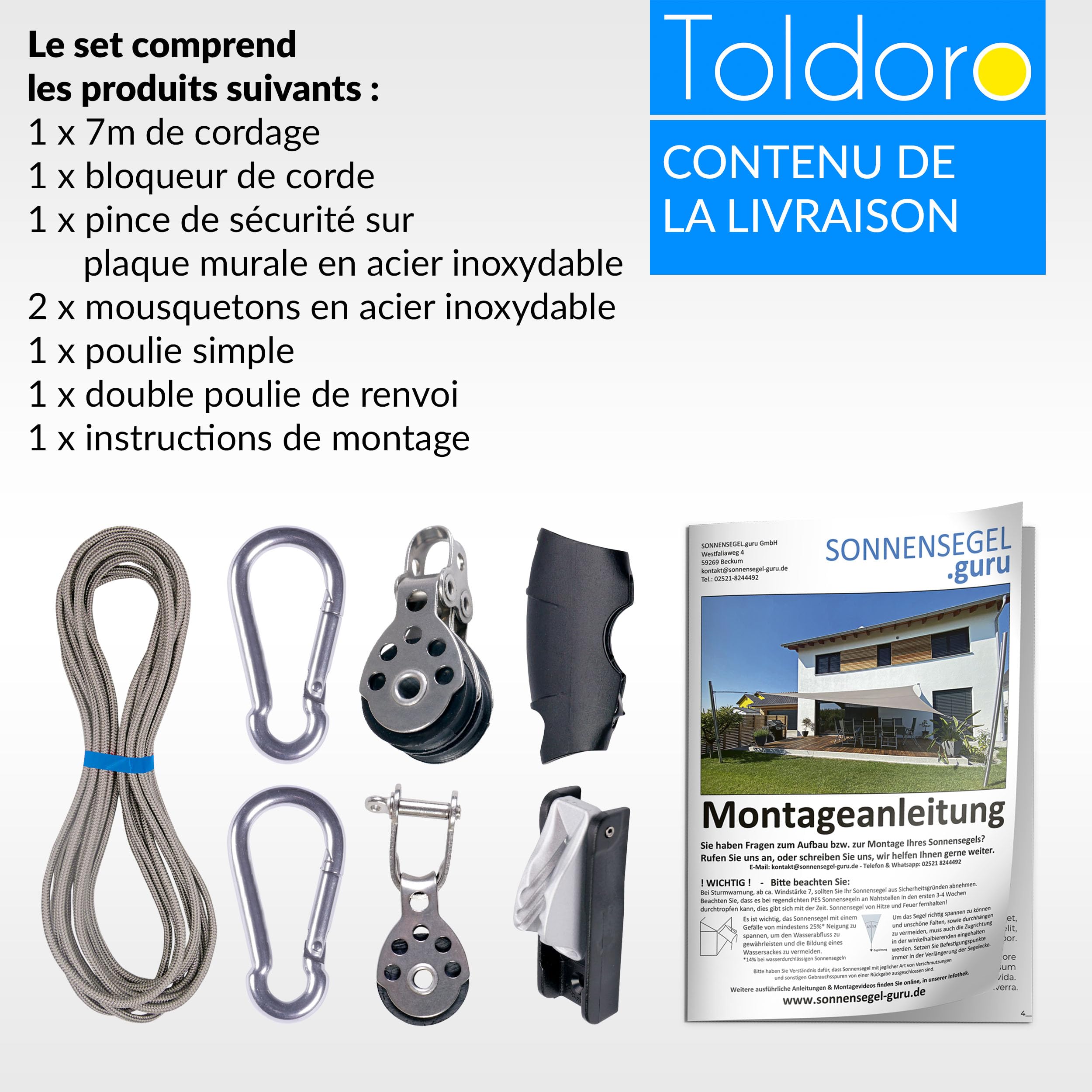 Lot De 10 Poulies Inox 304 Avec Colliers Pour Voile D'Ombrage - Accessoires Câble Métallique Extérieur