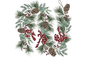 6' Long Christmas Artificial Pine Needle Garland Wired Rustic Twig Vine