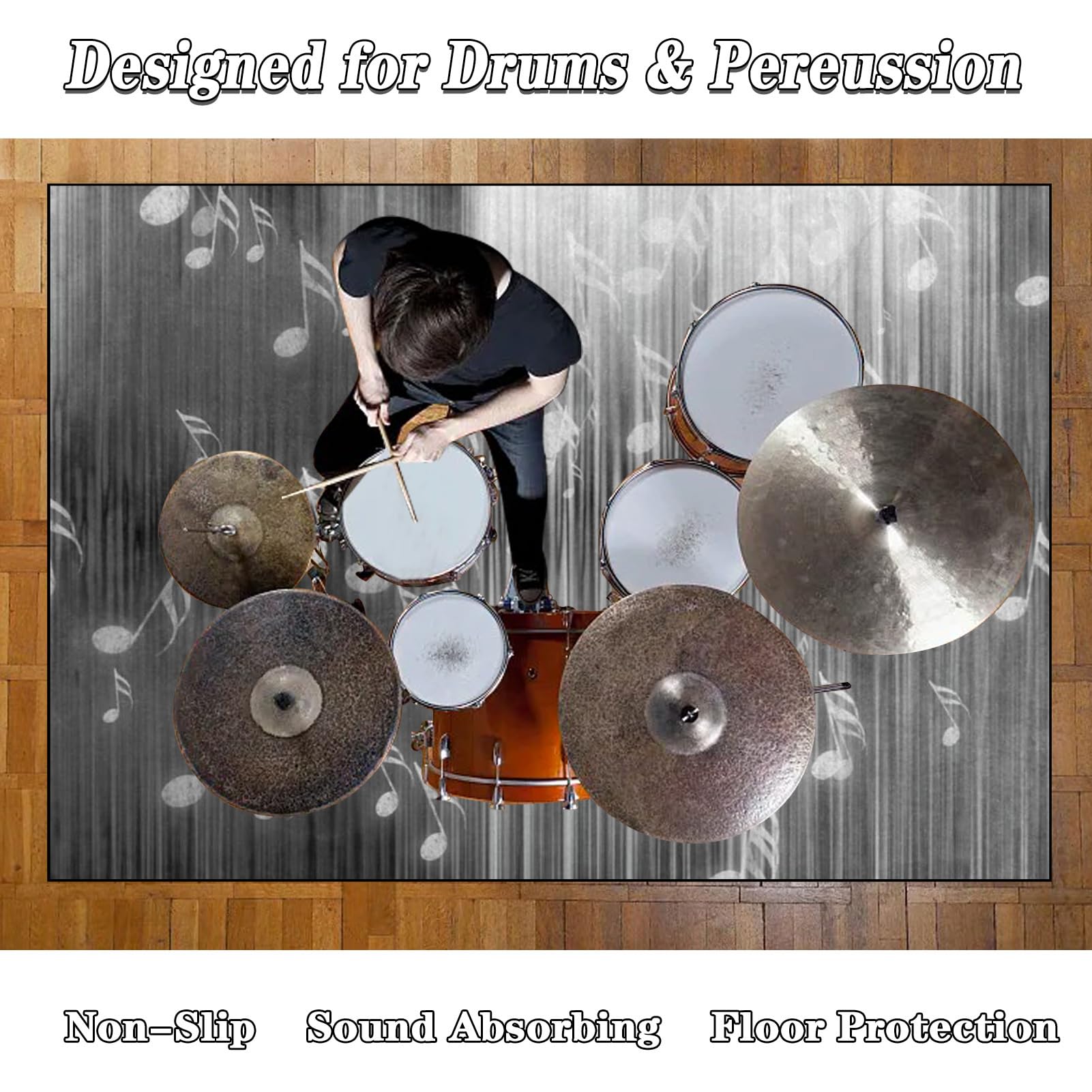 160 x 120 cm Tappetino per Batteria Elettronica | Drum Carpet per Rullante Grancassa Tamburo Jazz Batteria | Tappeto Batteria Insonorizzato Tappetini Strumenti Musicali Tappeti Antiscivolo Domestico