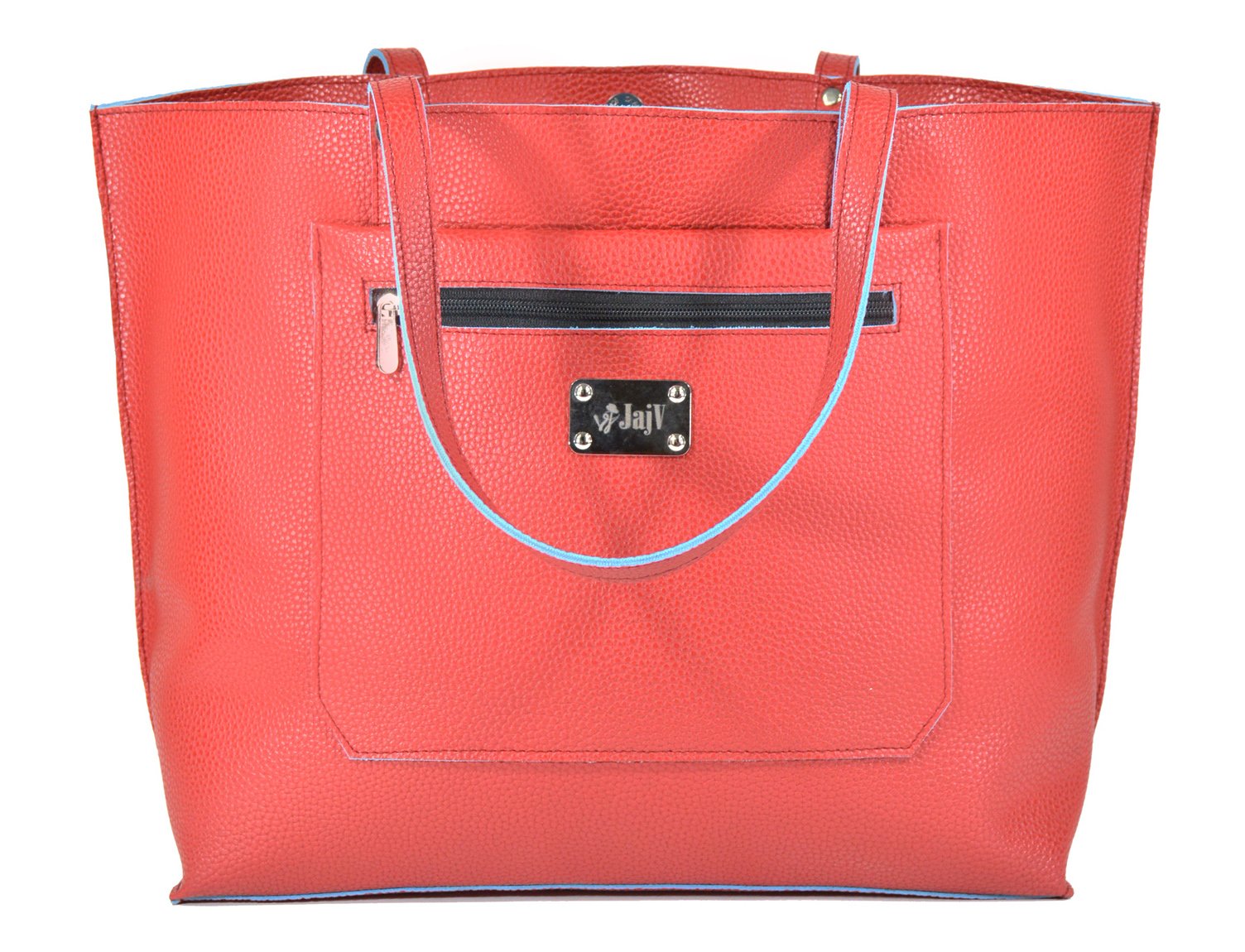 Leatherette dual color tote bag