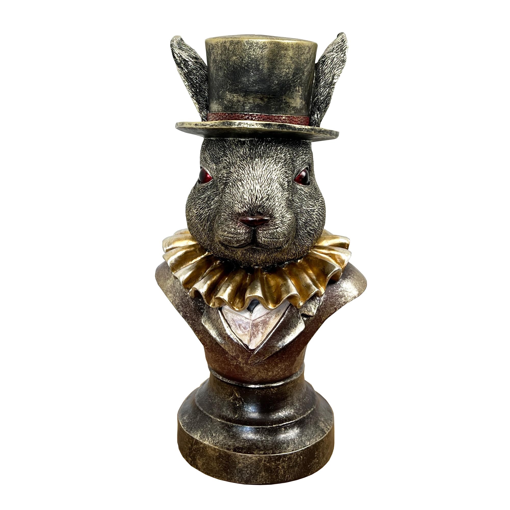 Alfie Francis 35cm Tall Eclectic Rabbit Bust in Ruff Ornament Home Decor Animal Statue Figurine Hare Gift for Women Men