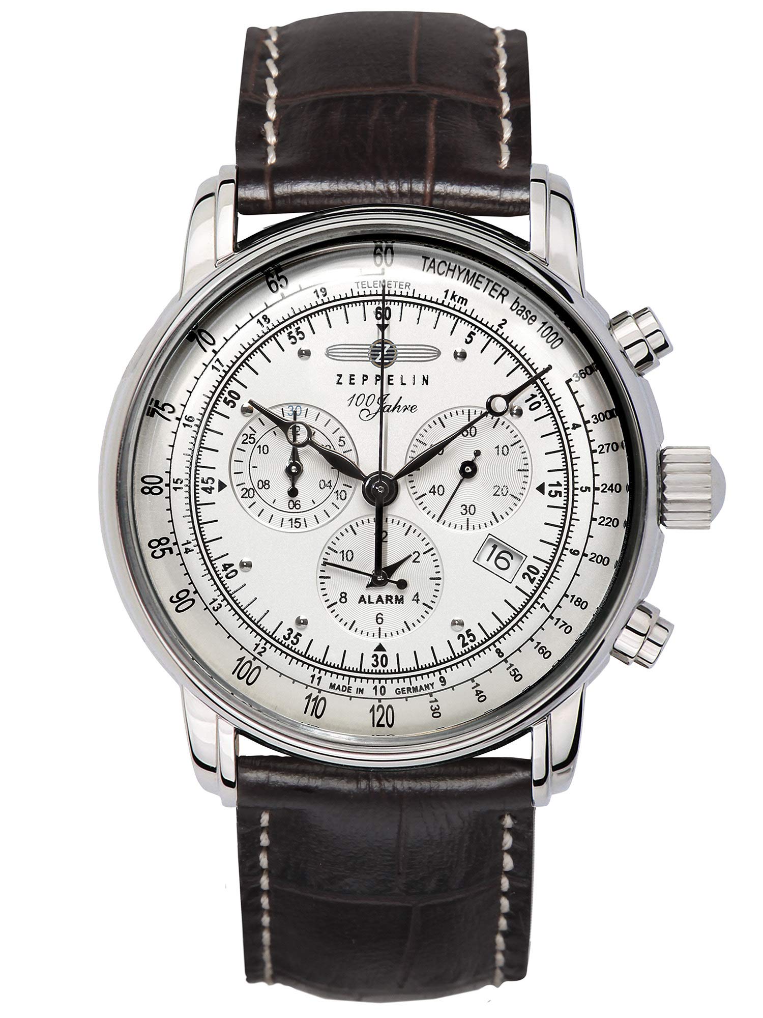 Zeppelin Chrono-​Alarm 7680-​1 Chronographe pour homme Fabriqué en Allemagne
