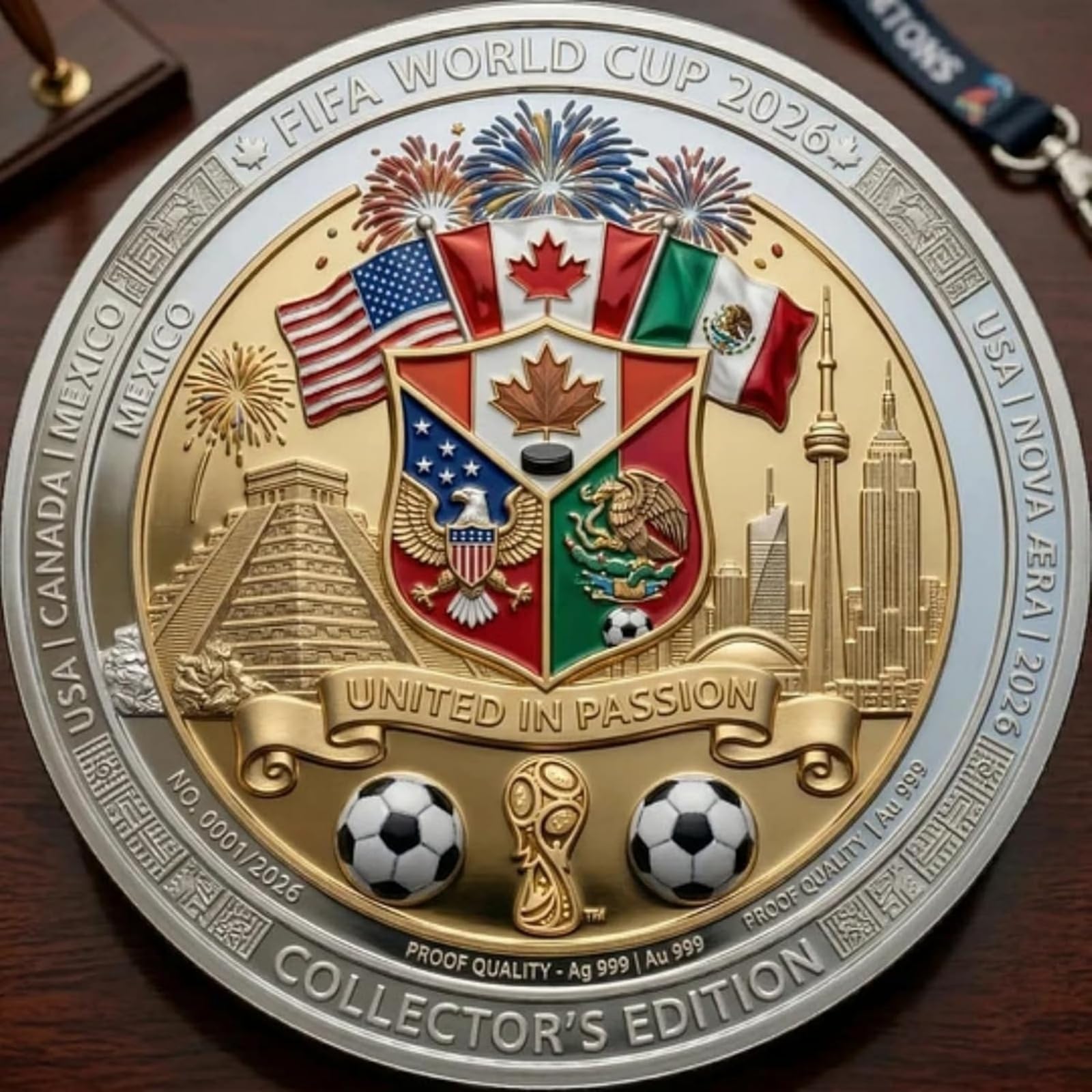 Moneda Conmemorativa del Mundial 2026, Moneda de Metal de Doble Cara, Ideal para Exhibir, como Accesorio de Escritorio o como Regalo de Recuerdo, para Aficionados y Coleccionistas de Fútbol (1 pc)