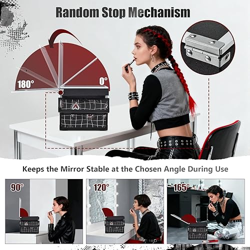 Miniatura 2 de Joligrace Estuche de maquillaje portátil para maquillaje, 2 bandejas, caja de cosméticos con espejo con cerradura con llave para cosméticos,