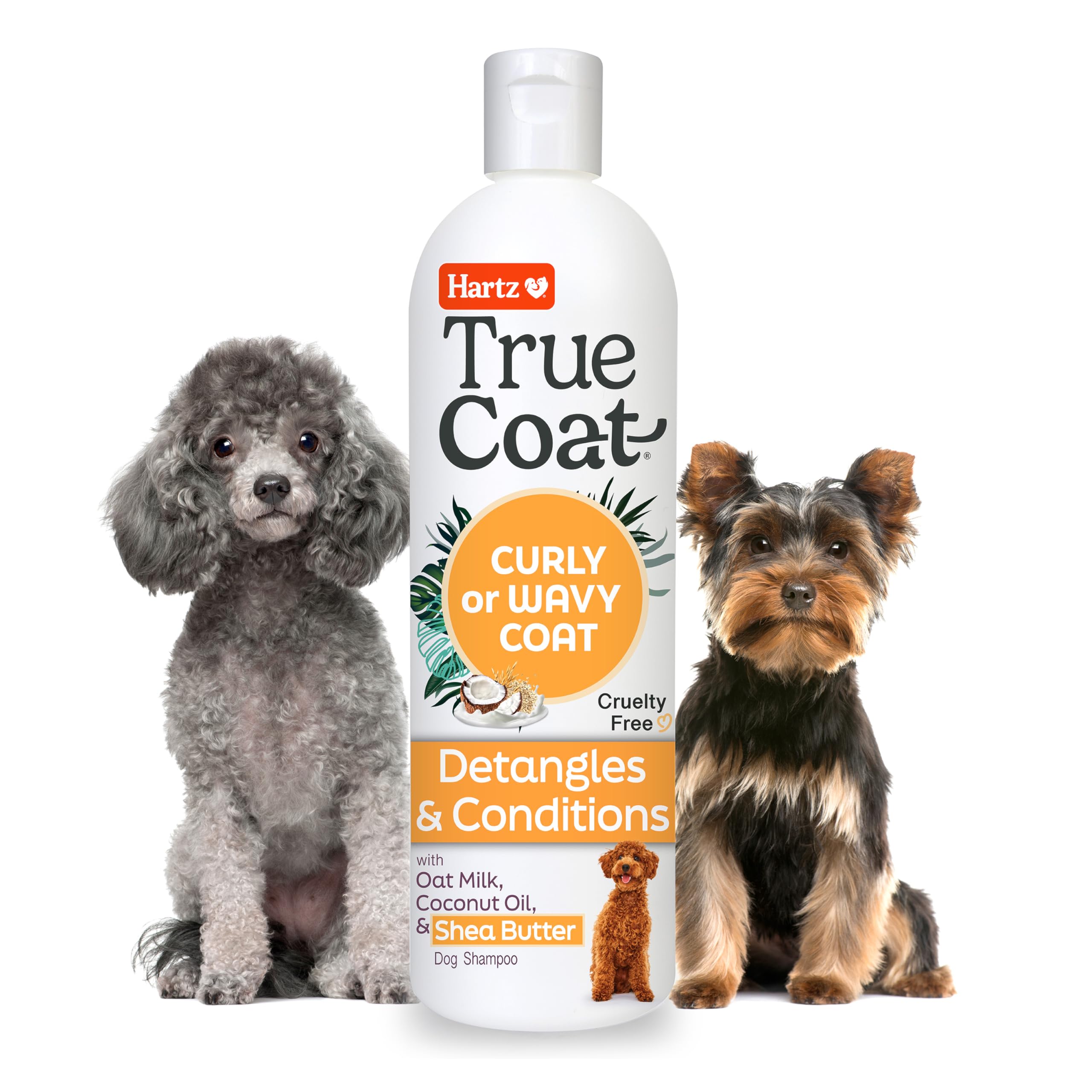 Hartz True Coat Curly or Wavy Coat Specific Dog Shampoo, Detangles & Conditions with Oat Milk, Coconut Oil & Shea Butter