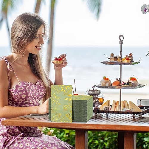 Miniatura 5 de Pasimy 100 servilletas de color verde salvia a granel de 2 capas desechables de papel de eucalipto de papel de eucalipto verde salvia verde salvia