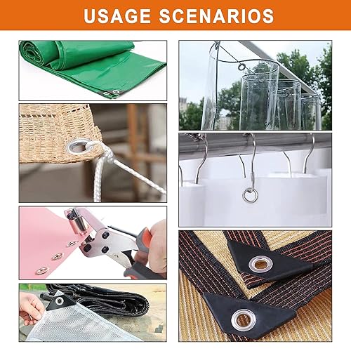 Miniatura 3 de Kit de herramientas para ojales, herramienta multiusos manual de mano, perforadora, alicates con arandelas de metal (14 de pulgada)