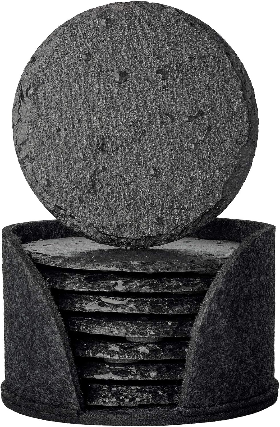 Urbanstrive Slate Drink Coasters with Holder, Set of 8