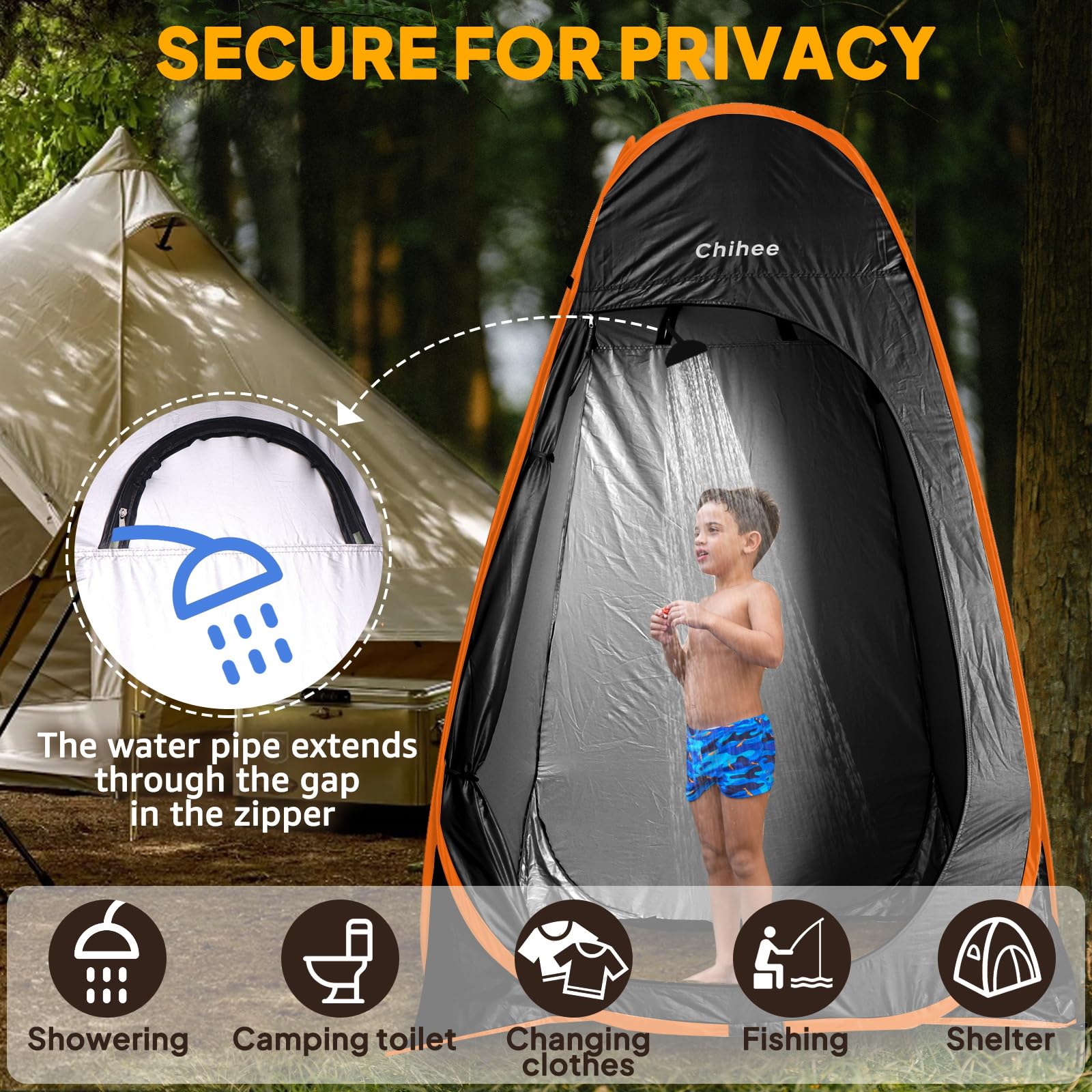 Chihee Prywatność na zewnątrz schronienie pop up kemping łazienka namiot pod przenośny namiot do przewijania 1 pokój natychmiastowy obóz toaleta kabina prysznicowa namiot garderoba składana z pokrywą