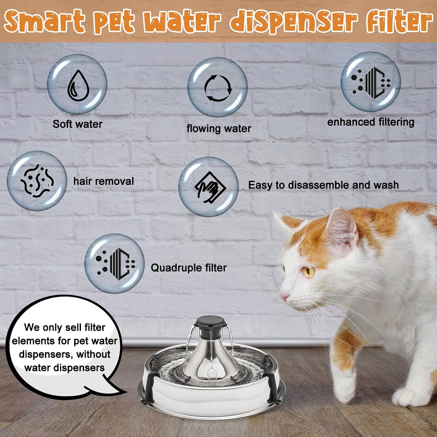 Sweetude 36 Pack Pet Charcoal Filters Pet Fountain Filter Replacement Charcoal Water Filter Compatible with Drinkwell 360 and Drinkwell 360 Stainless Steel Multi Fountain for Dog Cat