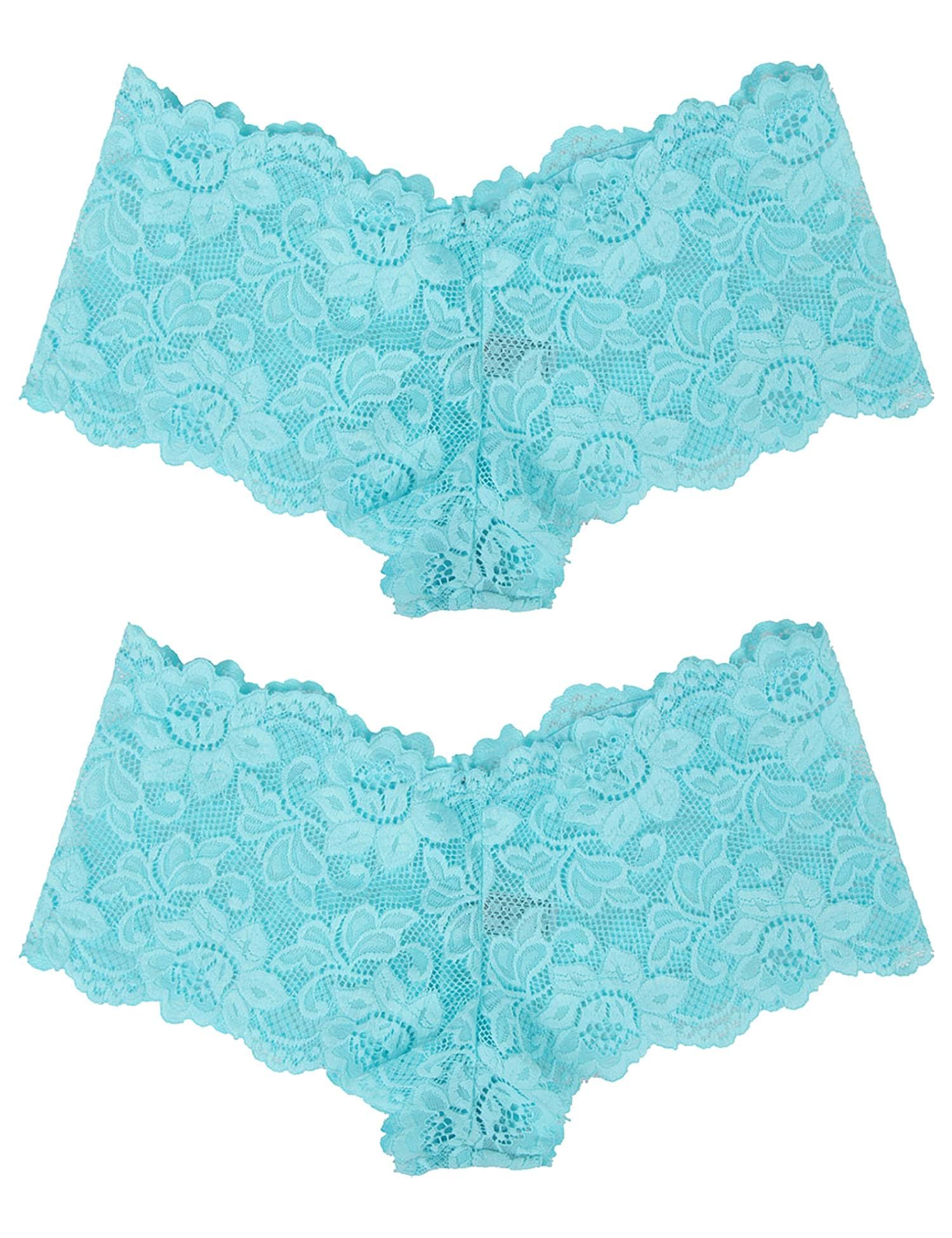 comeondear Brazilian Slip Damen Spitze Sexy Hipster Panties Große Größen Erotische Höschen Unterwäsche String Tanga Durchsichtig Low Waist Thong Reizwäsche für Sex Unterhosen Panty(2er Pack Blau,L)