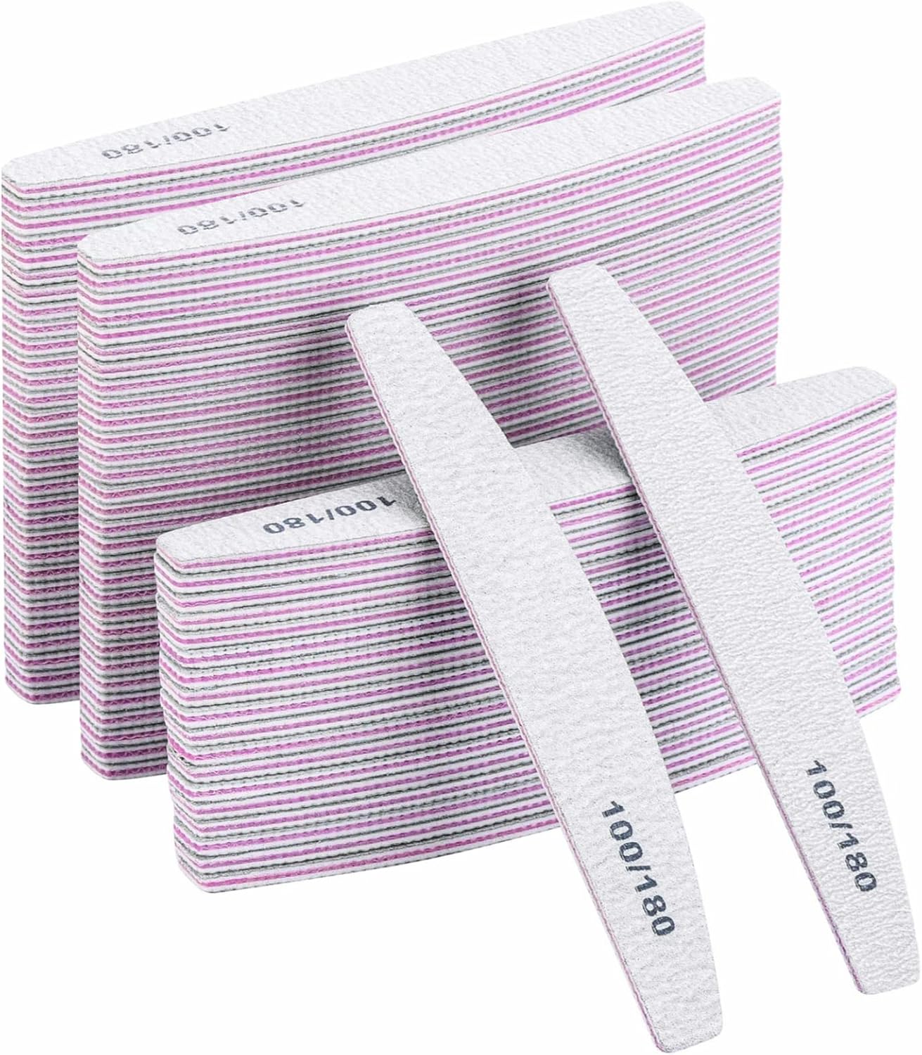 100 Pieces 100/180 Grits Nail Files Professional Doubled Sides Emery