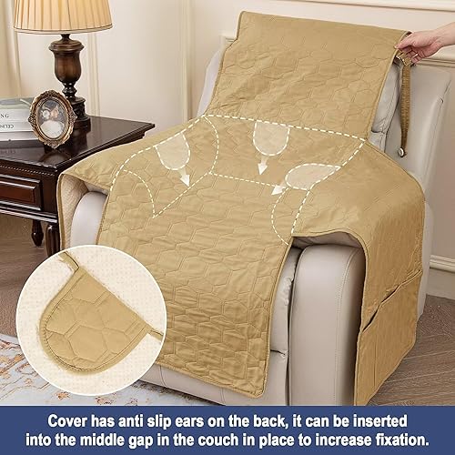 Miniatura 3 de DEARTOWN Funda impermeable para sofá reclinable, funda antideslizante para silla reclinable, protector de muebles, funda de sofá lavable para perros