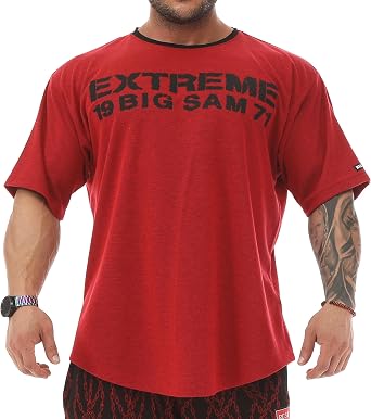 Mens Oversize Gym Fitness and Bodybuilding T-Shirt, Cotton O-Neck Lifestyle Top