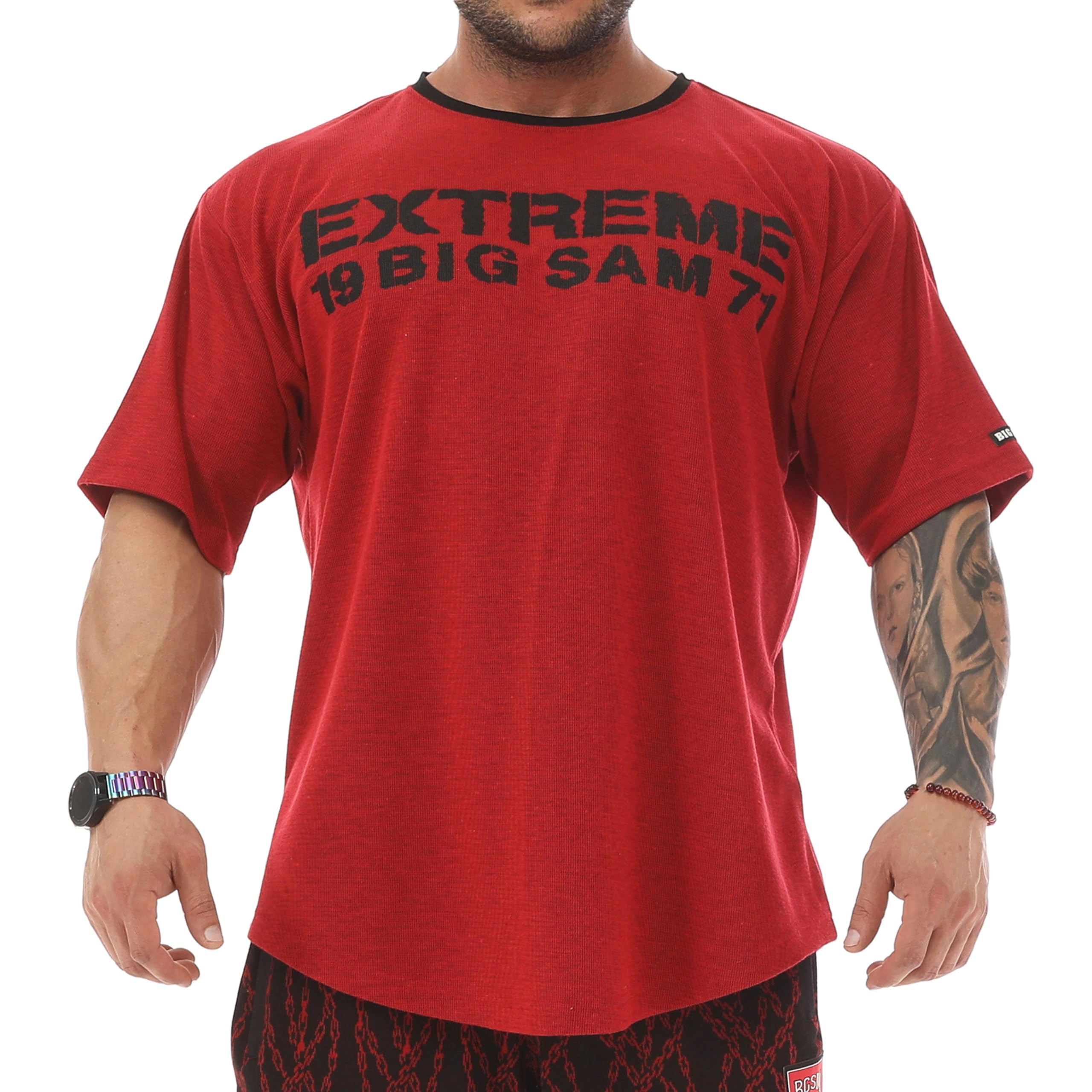 Herren Oversize Gym Fitness Bodybuilding T-Shirt Baumwolle O-Neck Lifestyle Top