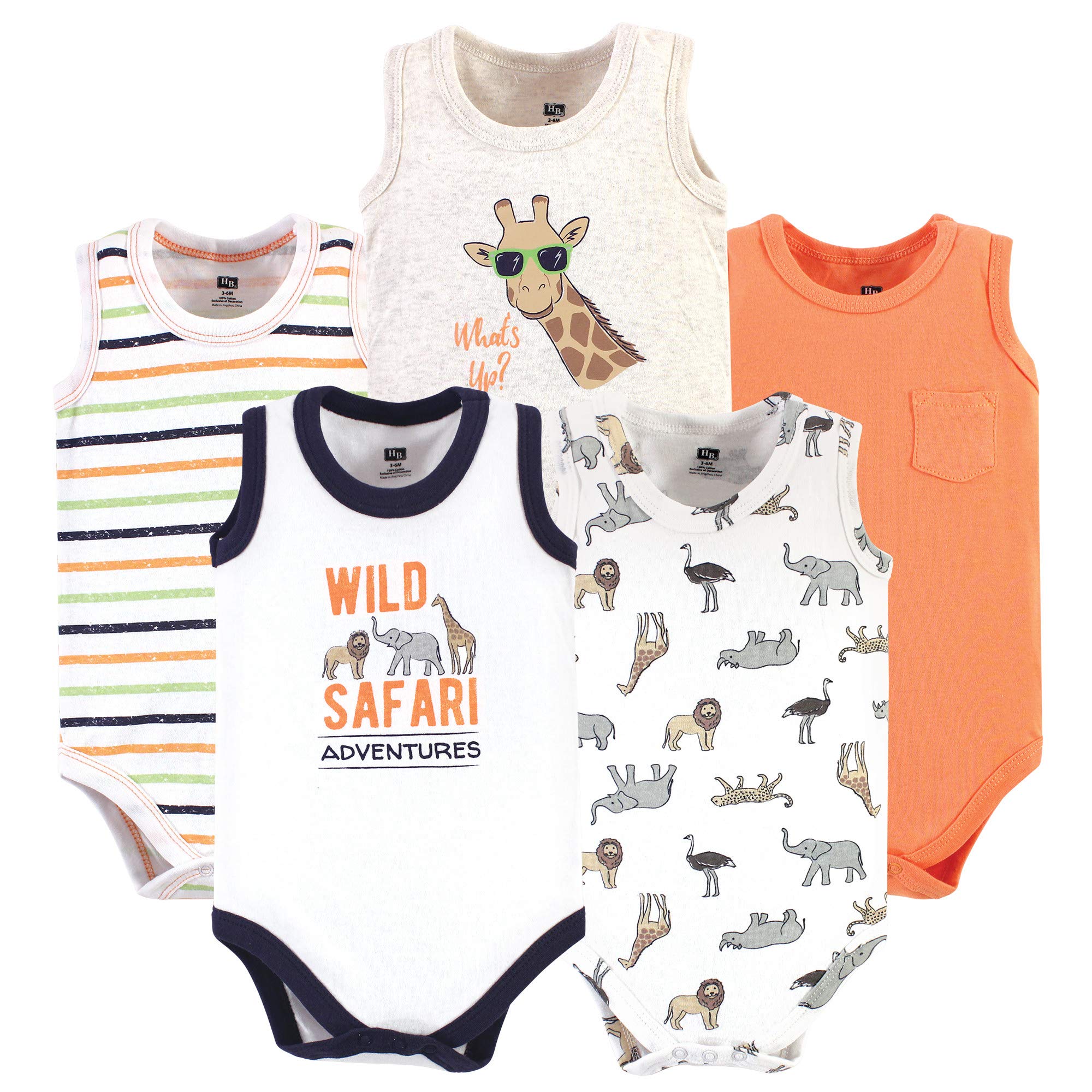 Hudson Baby Unisex Baby Cotton Sleeveless Bodysuits