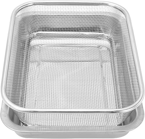 BESTonZON Juego de 2 juegos de herramientas de parrilla de acero inoxidable para parrilla, colador de fregadero, cesta de colador de cocina, cuenco