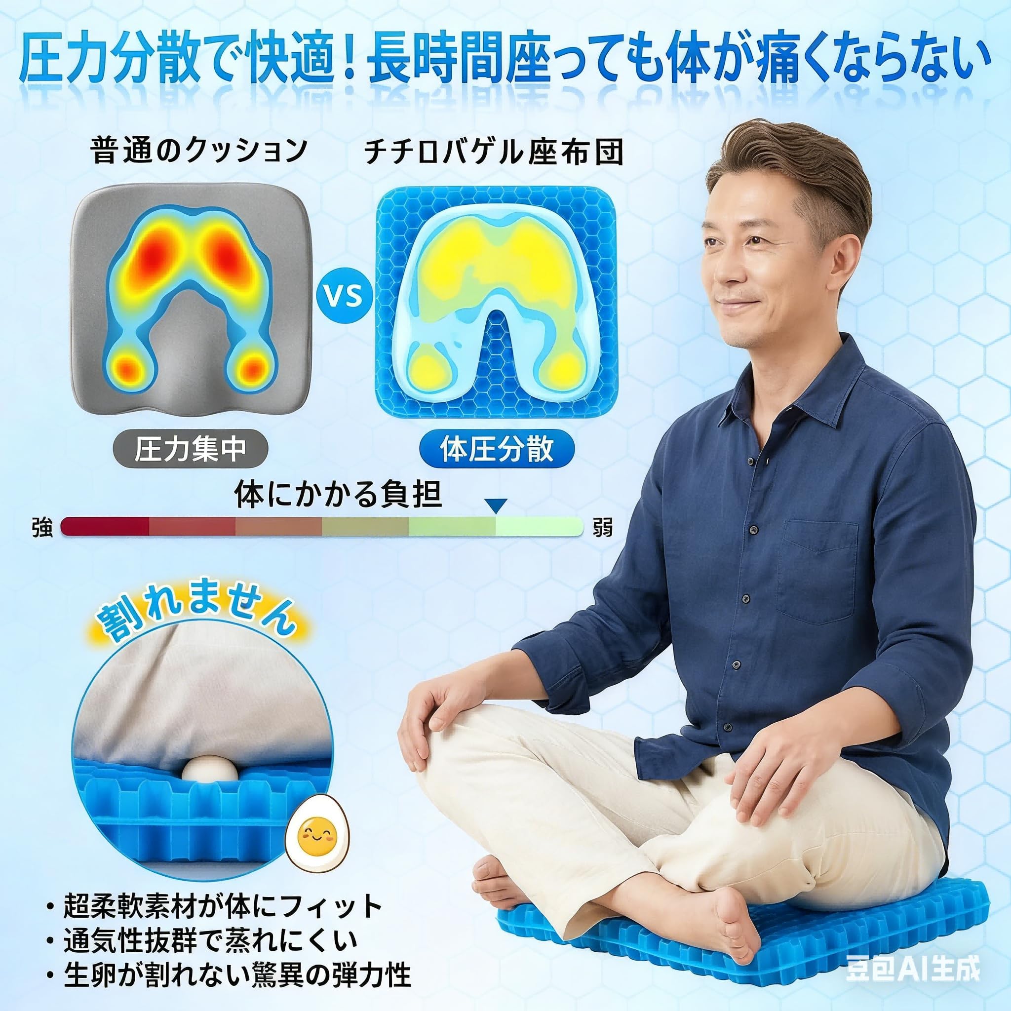 Amazon.co.jp: U字型 ゲルクッション 椅子用 二層構造 腰痛 クッション