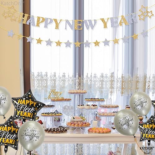 Miniatura 5 de KatchOn, Cartel de feliz año nuevo con purpurina – 10 pies, sin bricolaje | Suministros de fiesta de Año Nuevo 2025 para decoraciones de feliz año