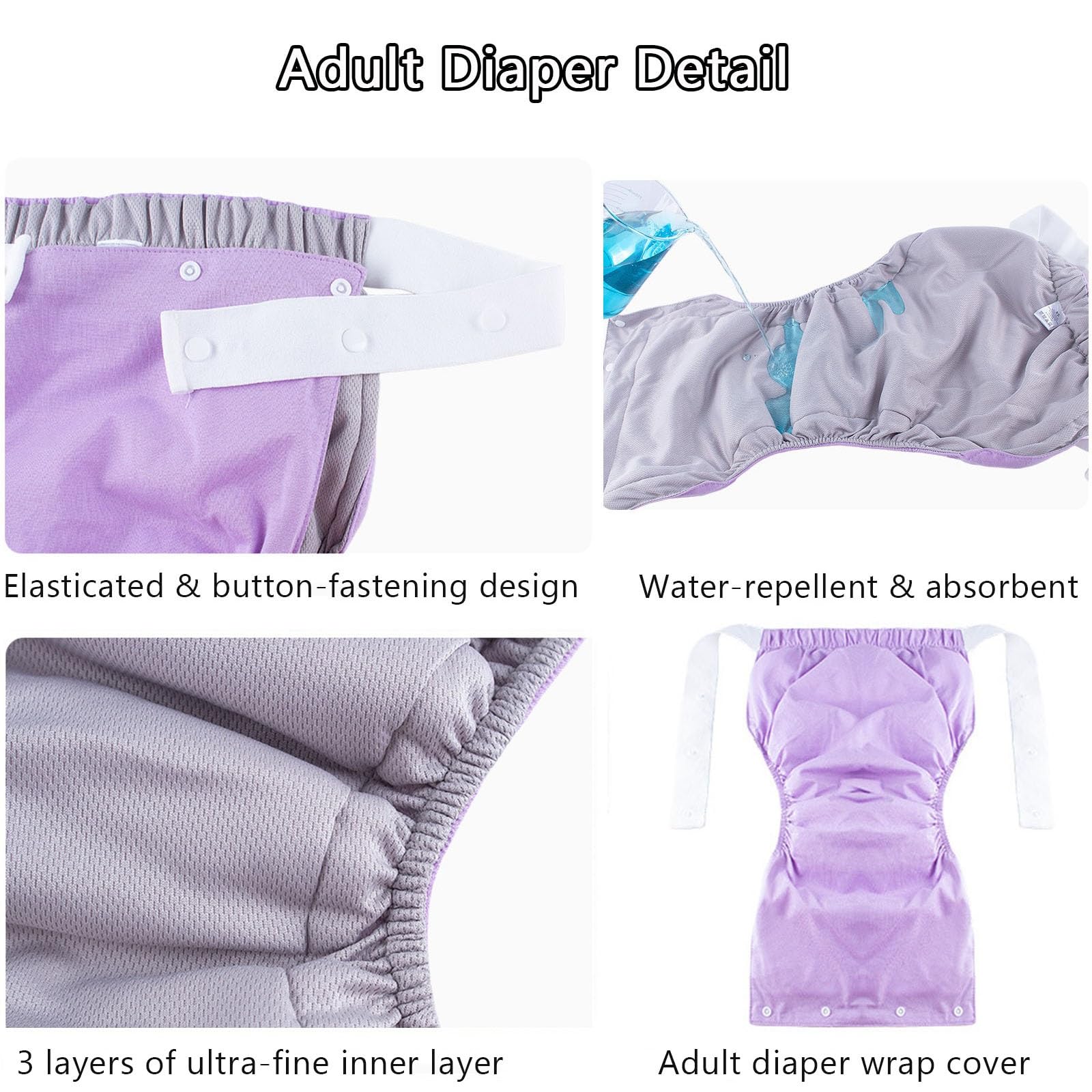 2 Stück Stoffwindeln für Erwachsene,Waschbar Baumwoll Höschen Inkontinenz Pants für Erwachsene Auslaufsichere Windeln Schützende Inkontinenz Unterwäsche(Orange+Purple,XX-Large)