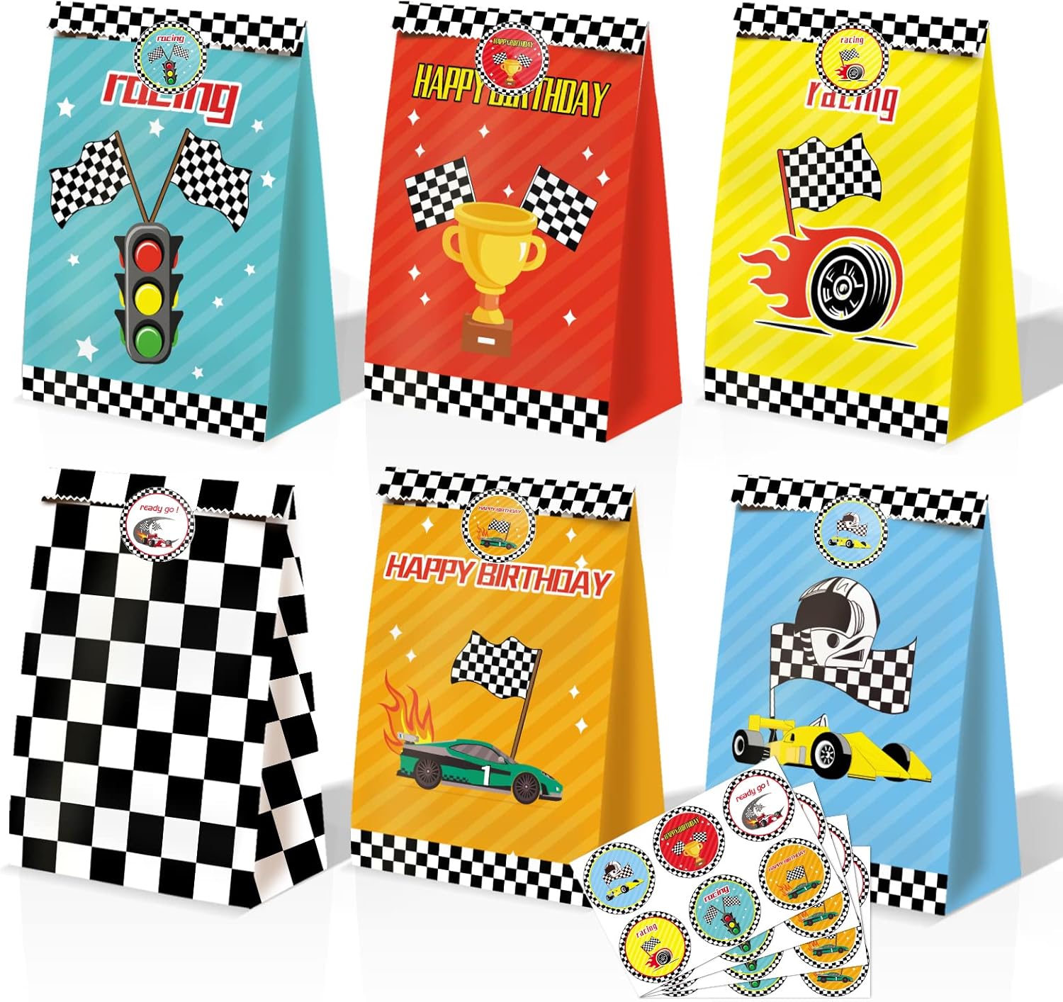 Race Car Gift Bags 24 Pcs Race Car Party Supplies for Boys
