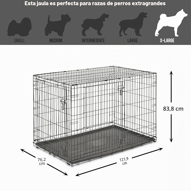 Foto 7 de 7 de New World - Jaula plegable de metal para perros de doble puerta de 122 cm, seguridad mejorada, incluye…