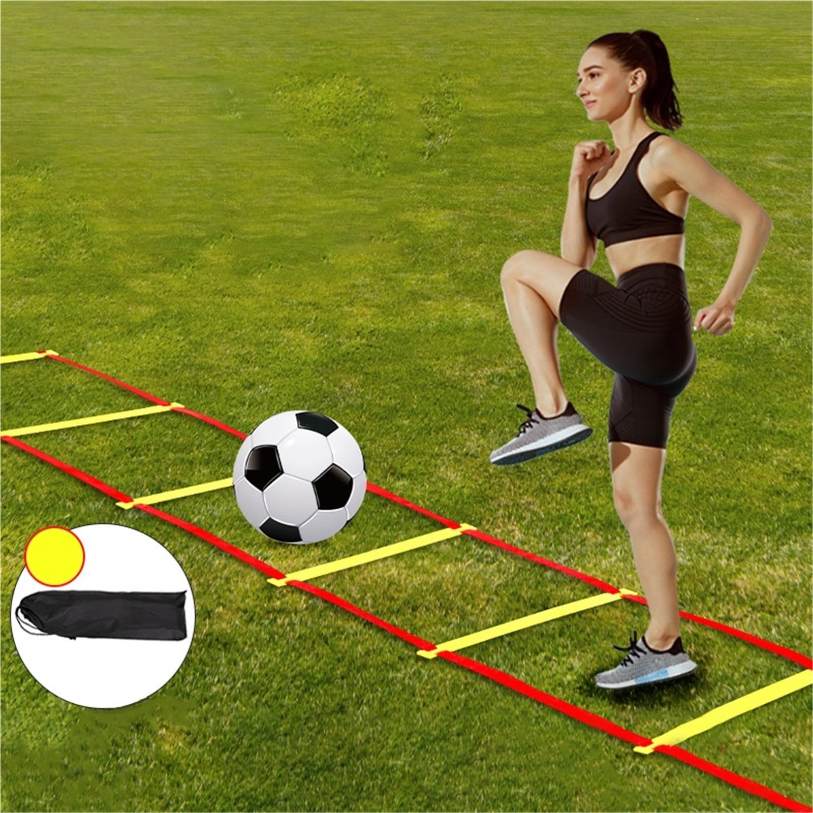 Agility Ladder Escalera de Agilidad, Correas Nailon, Equipo Escalera Entrenamiento Velocidad for fútbol, ​​Fitness, Correr, Herramienta Calentamiento