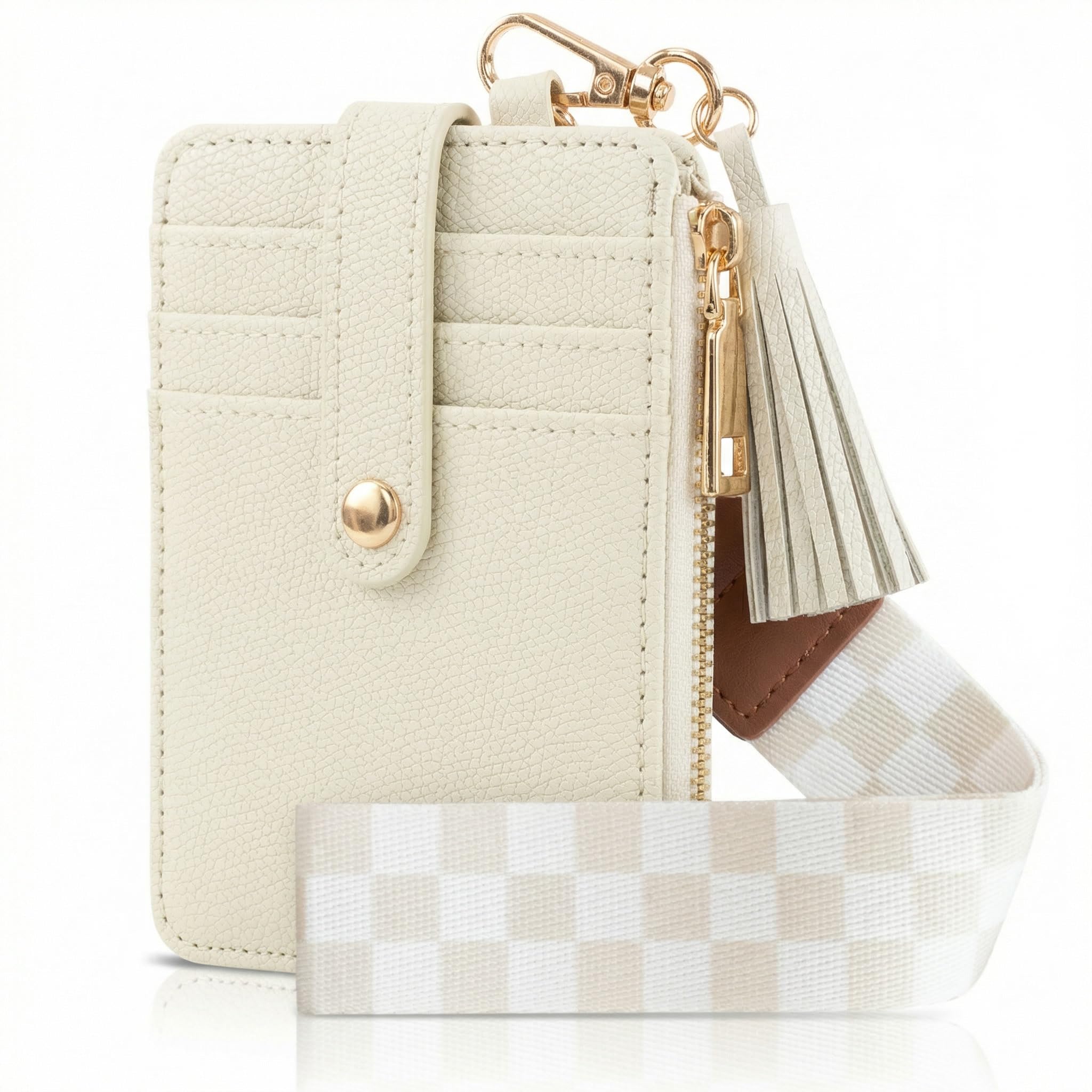 Stylish Wristlet Keychain Wallet for Women - Slim Design Credit Card Holder w Plenty of Storage incl Clear