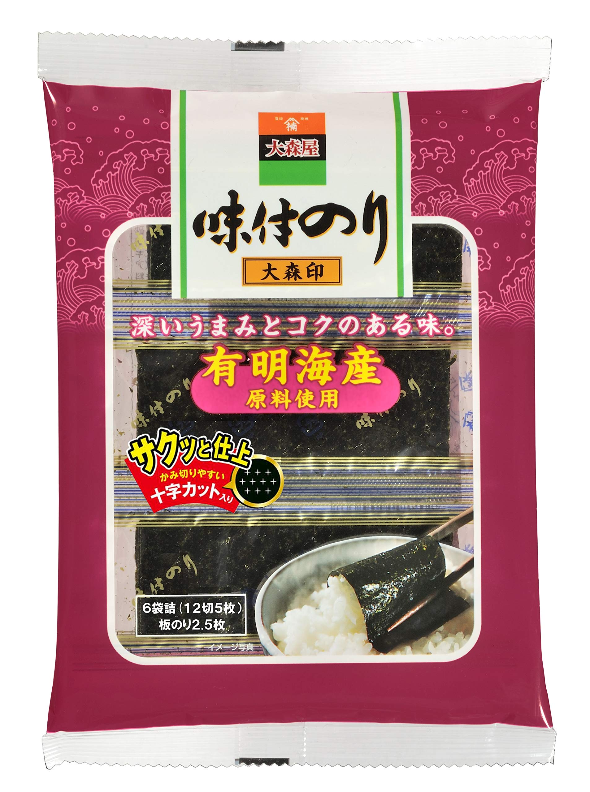 Amazon.co.jp: 大森屋 味付のり サクッと仕上 12切5枚6束×10個 : 食品