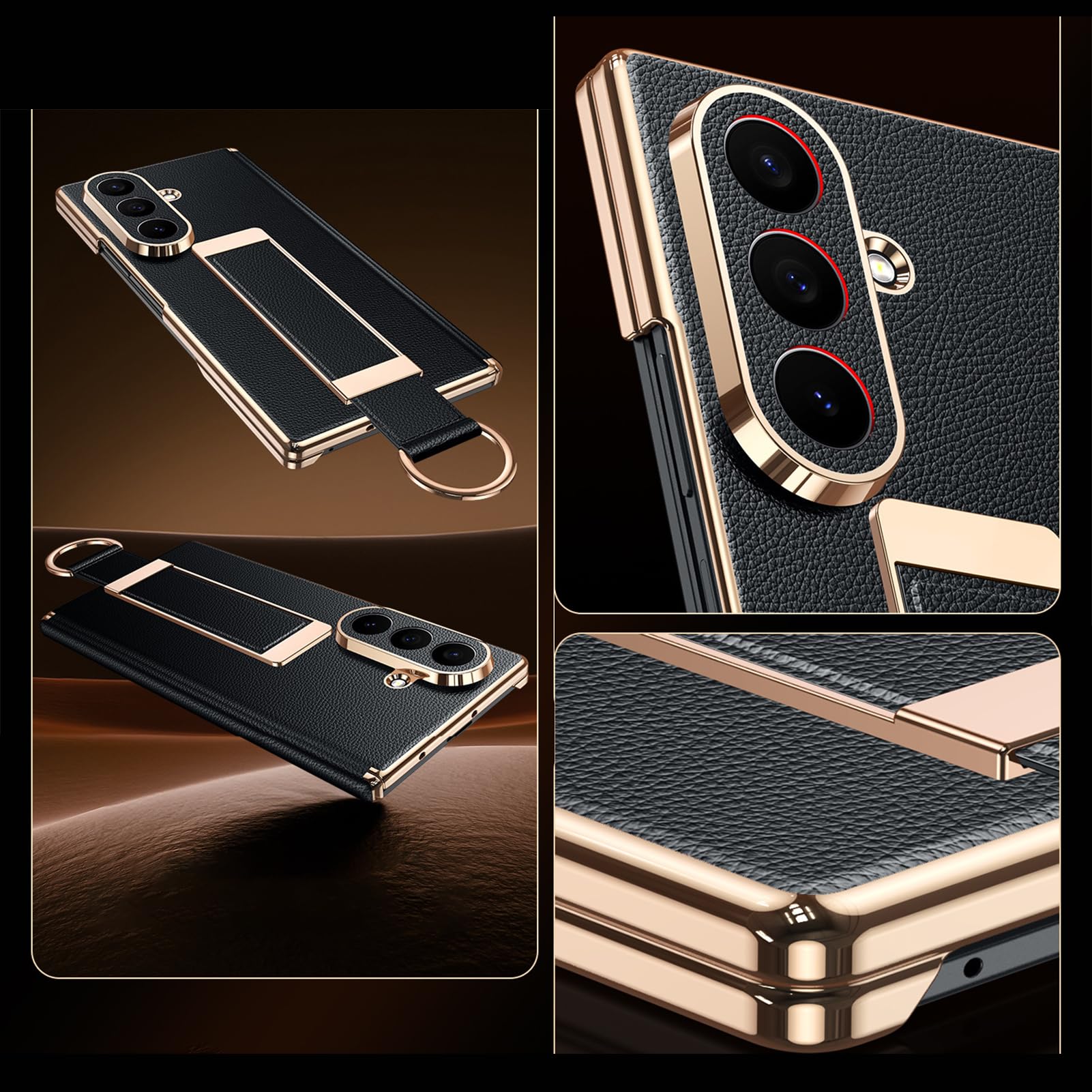 Enchapado Funda Para Samsung Galaxy Z Fold 8 Ultra, Correa de Muñeca Anillo