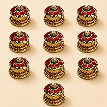 LoveNspire Traditional Floral Red Haldi Kumkum Holder for Pooja &ndash; Indian Return Gift Items for Housewarming, Wedding &amp; Festival Favors Pack of 10
