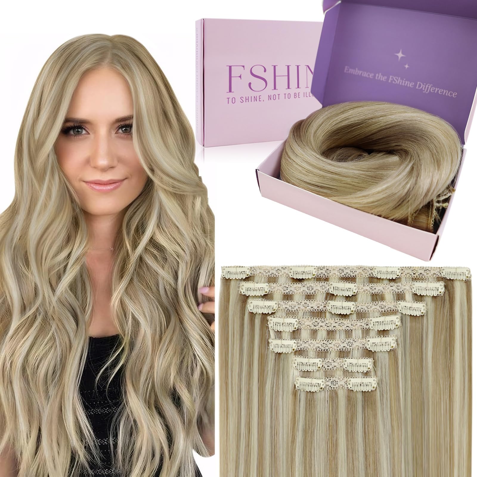 Fshine Clip in Hair Extensions Human Hair Copper Hair Extensions 18 Inch 120 g 7 pcs Color 330 Natural Straight Hair Extensions for Women Real Human Hair — view 66