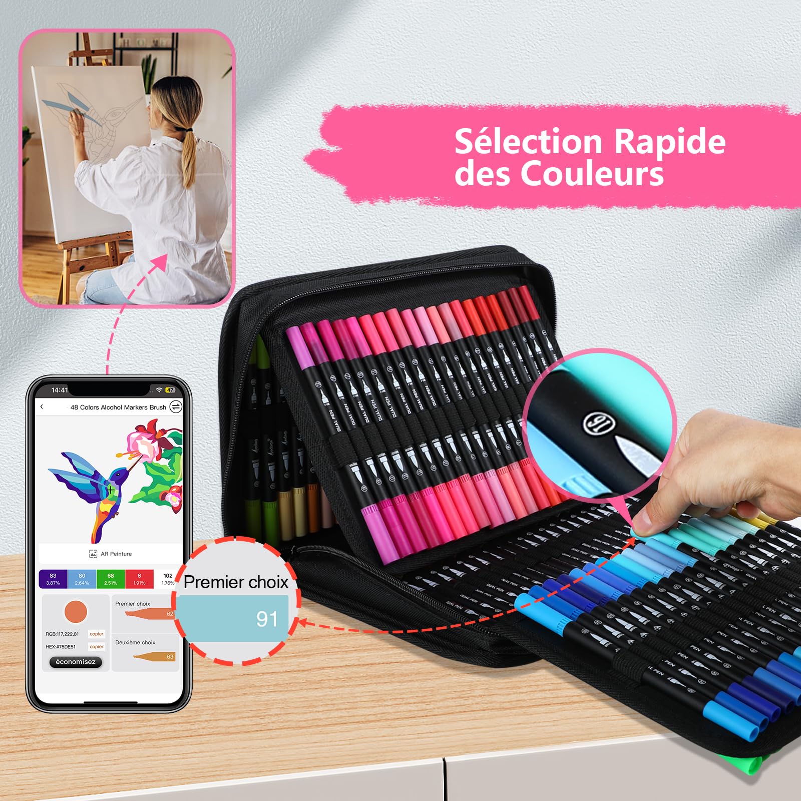 AEDAGA 120 Couleurs Feutres Coloriage Adulte avec App, Feutre Aquarelle