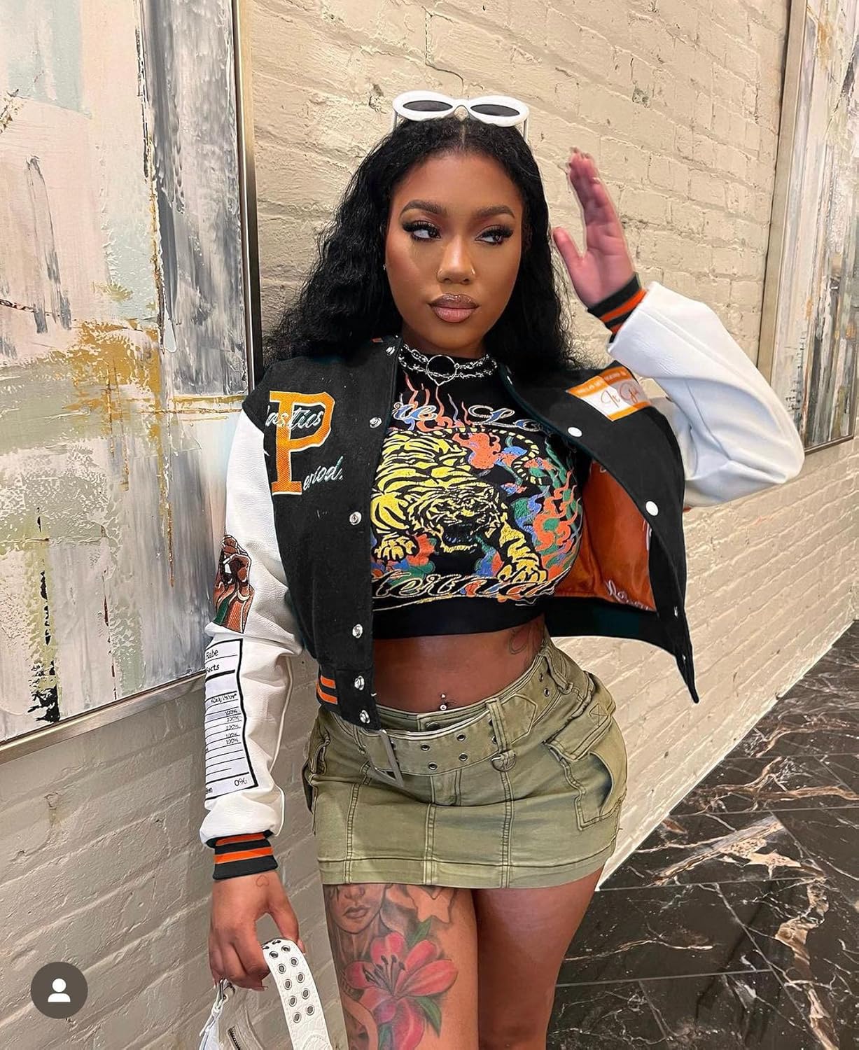 NIFTRIRY Varsity Jacket Women Patch Casual Jacket Cropped Jacket Leather Jacket Women Festival Outfits for Women - Image 2