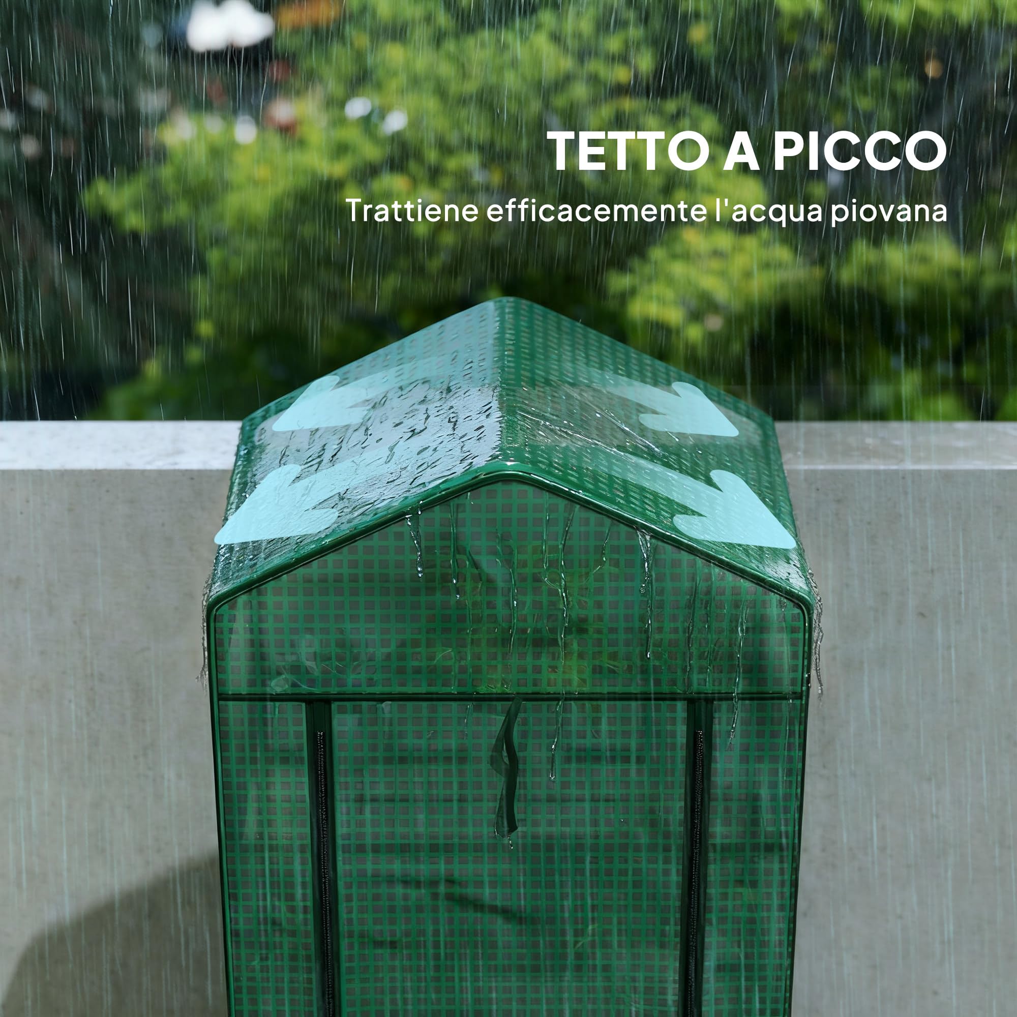 Outsunny Serra da Balcone a 5 Livelli con Porta Avvolgibile, Serra per Orto con Struttura in Acciaio e Copertura PE, per Piante Orto Verdure Fiori Frutta, 69x49x193 cm, Verde
