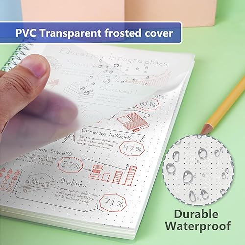 Miniatura 3 de Smilo Paquete de 3 cuadernos en espiral con puntos y bala, tamaño A5, de 5.7 x 8.3 pulgadas, 80 hojas (160 páginas), papel grueso de 3.53 ozm, tapa