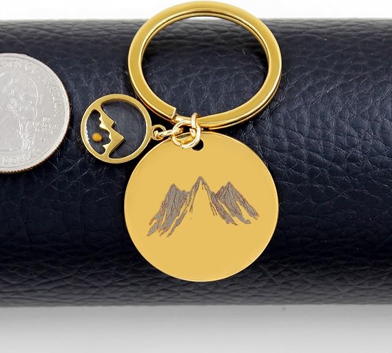 Uloveido Stainless Steel Mountain Keychain Hiking Climber Jewelry Mustard Seed Keyring Y763