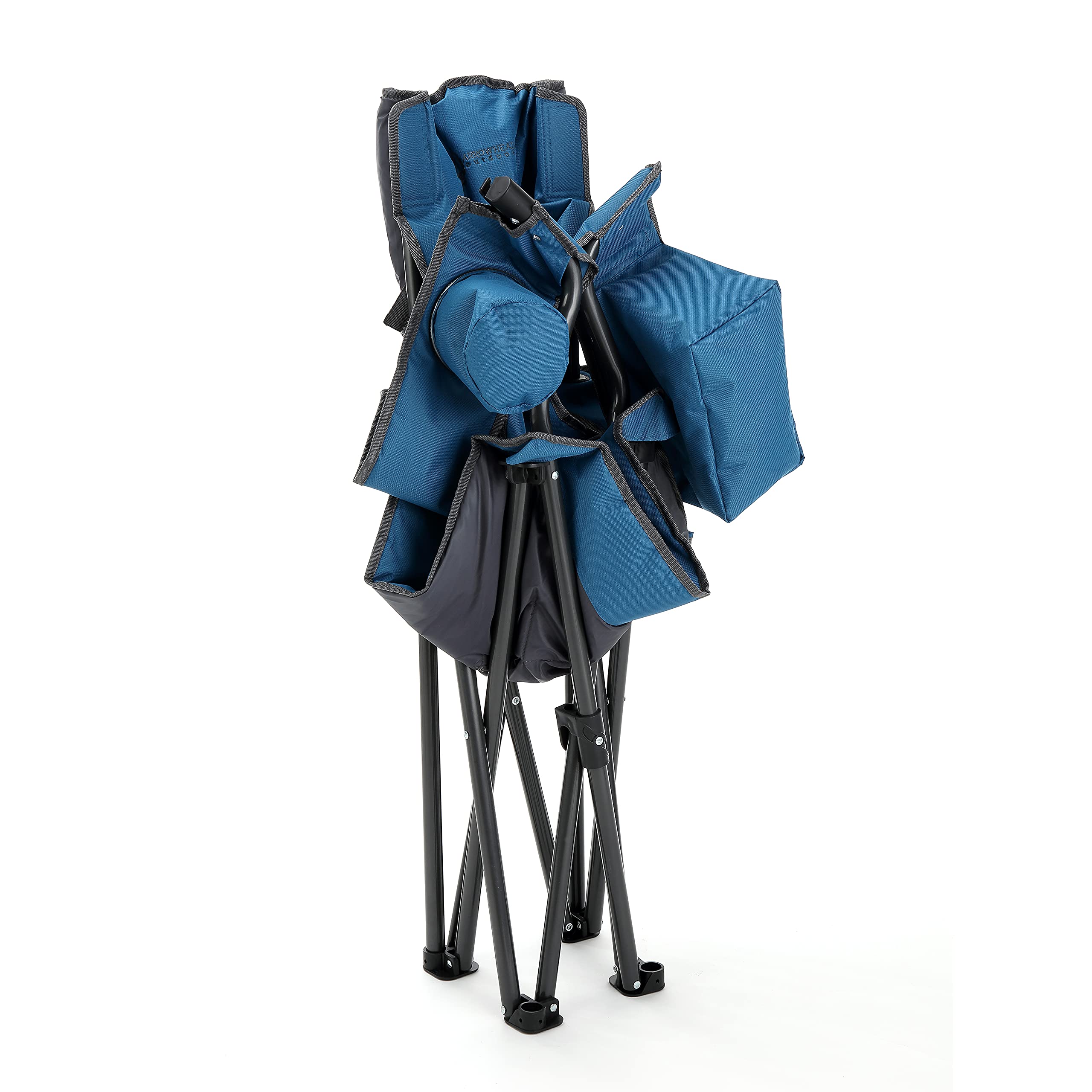 ARROWHEAD OUTDOOR Portable Folding Camping Quad Chair w/ 6-Can Cooler, Cup & Wine Glass Holders, Heavy-Duty Carrying Bag, Padded Armrests, Headrest & Seat, Supports up to 450lbs, USA-Based Support