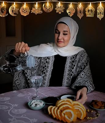 Hying 30 LED Ramadan String Lights Moon Star Eid Lights for Eid Mubarak Decorations, LED Eid Hanging Lantern String Light Battery Operated Ramadan Fairy Lights for Home Ramadan Party Decorations