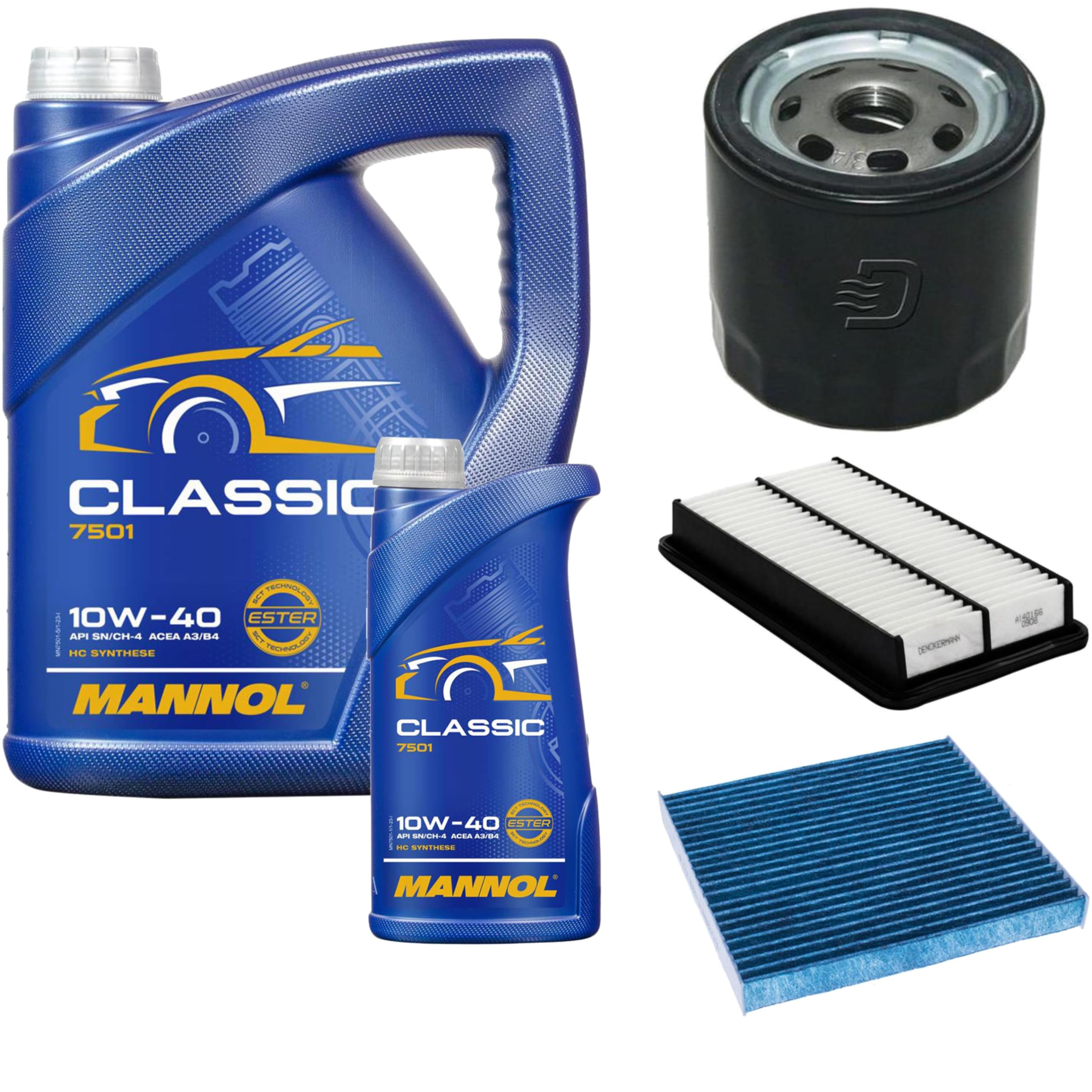 Pacchetto di ispezione Set di filtri con Classic 10W-40 6L, filtro aria, filtro olio, filtro ai carboni attivi, filtro abitacolo