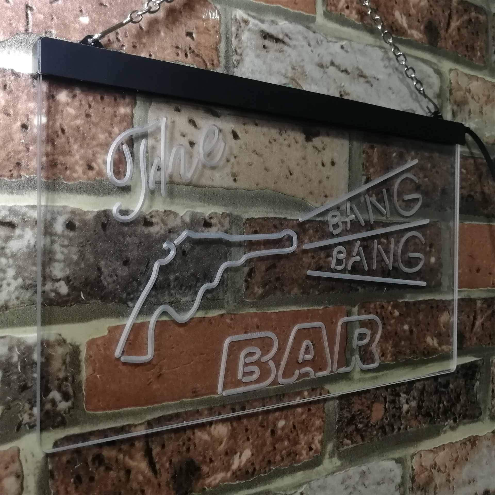 The Bang Bang Bar Gun Dual Color LED Enseigne Lumineuse Neon Sign Vert et rouge 600 x 400mm st6s64-i3347-gr