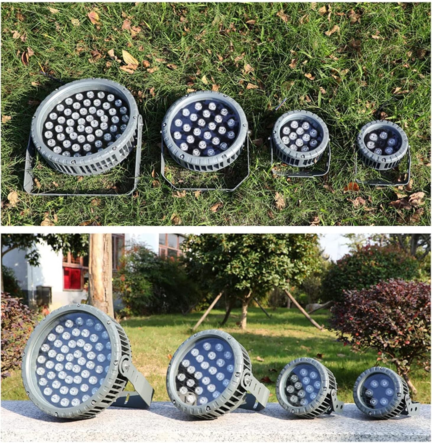 Wodoodporny Reflektor Obrotowy IP65-270° Światła Parkowe Na Drzewie, AC111-240V Dekoracyjna Okrągła Lampa Powodziowa Zewnętrzna, Do Ogrodu Trawnik Podwórko Wille Ścieżka(Warm White,111-240V(18W))