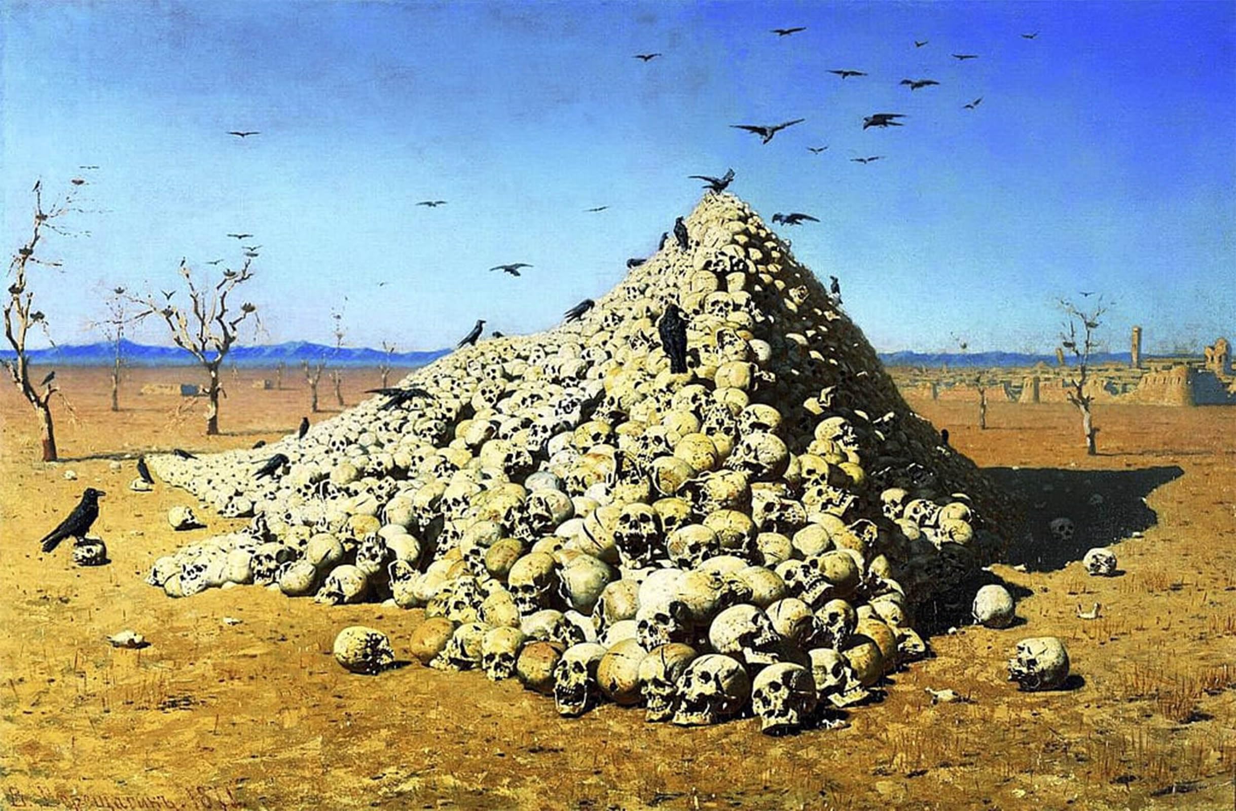 POSTERIIk Vintage Classic Picture Landscape Artwork Apotheosis of the War by Vasily Vereshchagin Portrait Canvas Painting for Office Home Decor 60x90cm