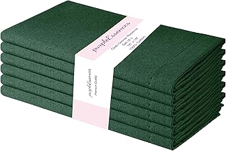PurpleEssences Set of 6 Hemstitch Cloth Dinner Napkins 100% Cotton - Soft Durable Washable - Ideal for Wedding Spring Easter Summer - Perfect Everyday Use Table Linen 18x18 - Forest Green