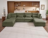 Vista 40 de Sofá modular de gran tamaño, sofá seccional de pana Cloud extra profundo con diván otomano chaise, sofá cama de chenilla esponjosa de 8 plazas