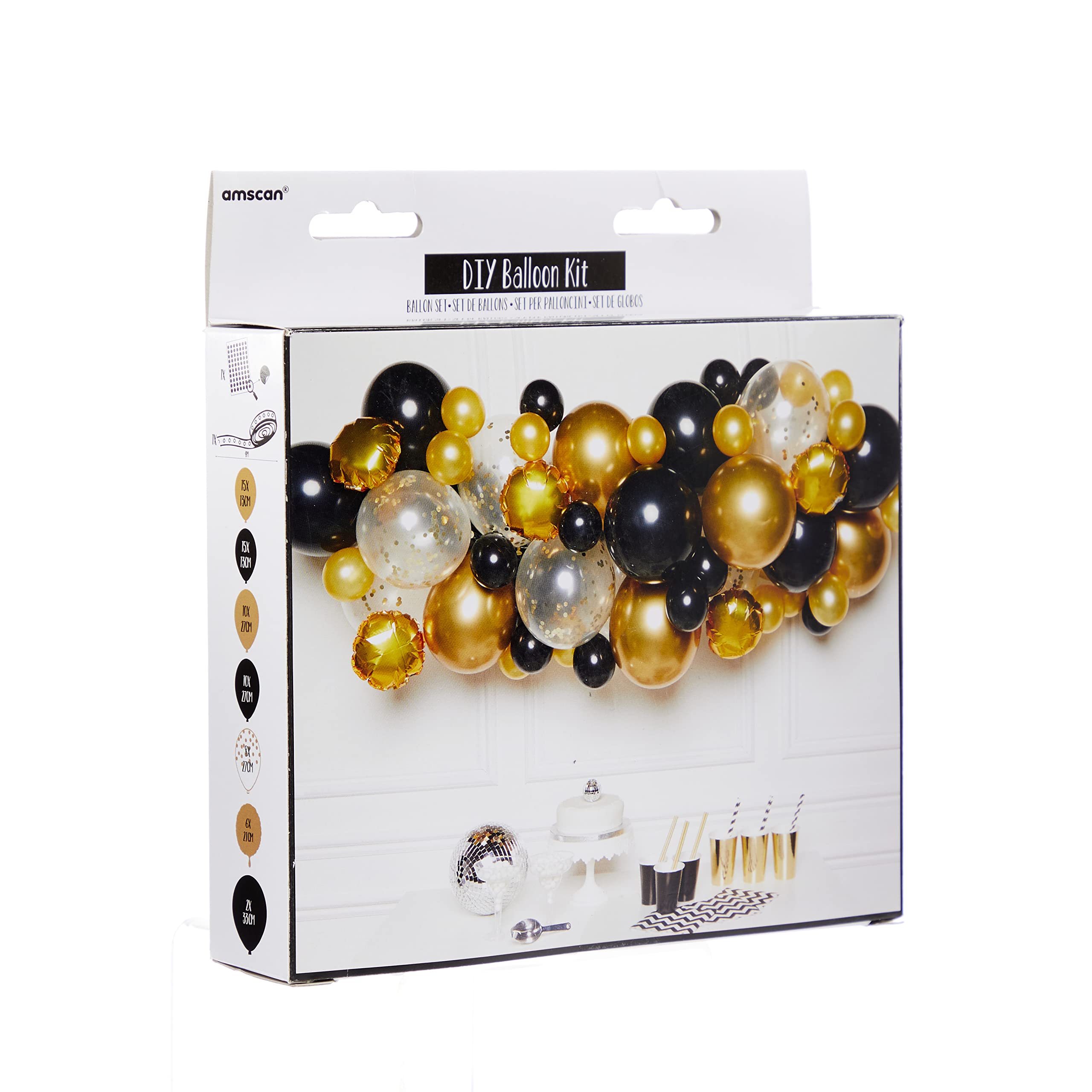 Amscan 9907430 - Black, Gold And Silver Diy Latex Balloon Arch Garland Kit - 66 Pieces, Various, Medium - Image 3