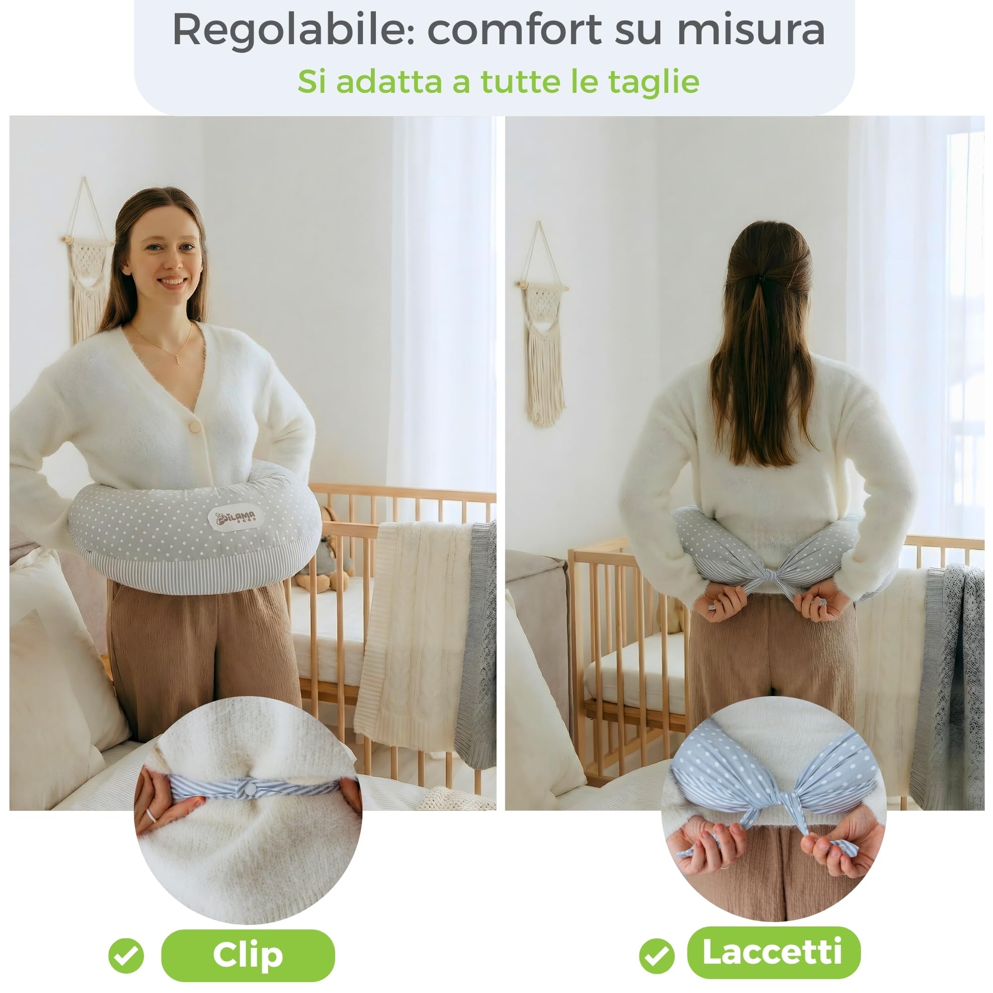 Dilamababy Cuscino Gravidanza Fiocchi di Memory e Fiber Made in Italy – Comodo per Dormire e per Allattamento - Supporto Ergonomico Pancia, Schiena, Gambe con Federa Sfoderabile e Lavabile