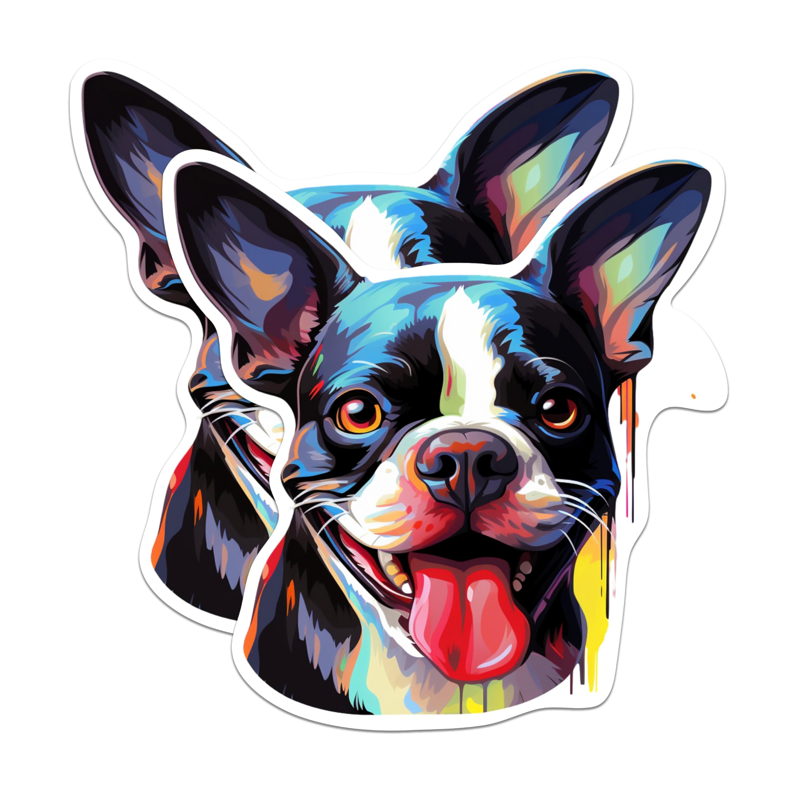 (2 Pack) Boston Terrier Dog Breed Stickers - 5 Inches On Longest Side - Choose from Over 100 Dog Breeds - for Cars, Trucks, Skateboards, Laptops - Made in USA - BMCS1791