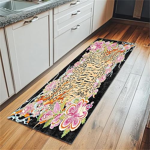 Miniatura 27 de Alfombras Grandes de Área con Estampado de Leopardo Marrón para Sala de Estar y Comedor, Alfombra de Piso Moderna Abstracta Lavable de 5'x8',