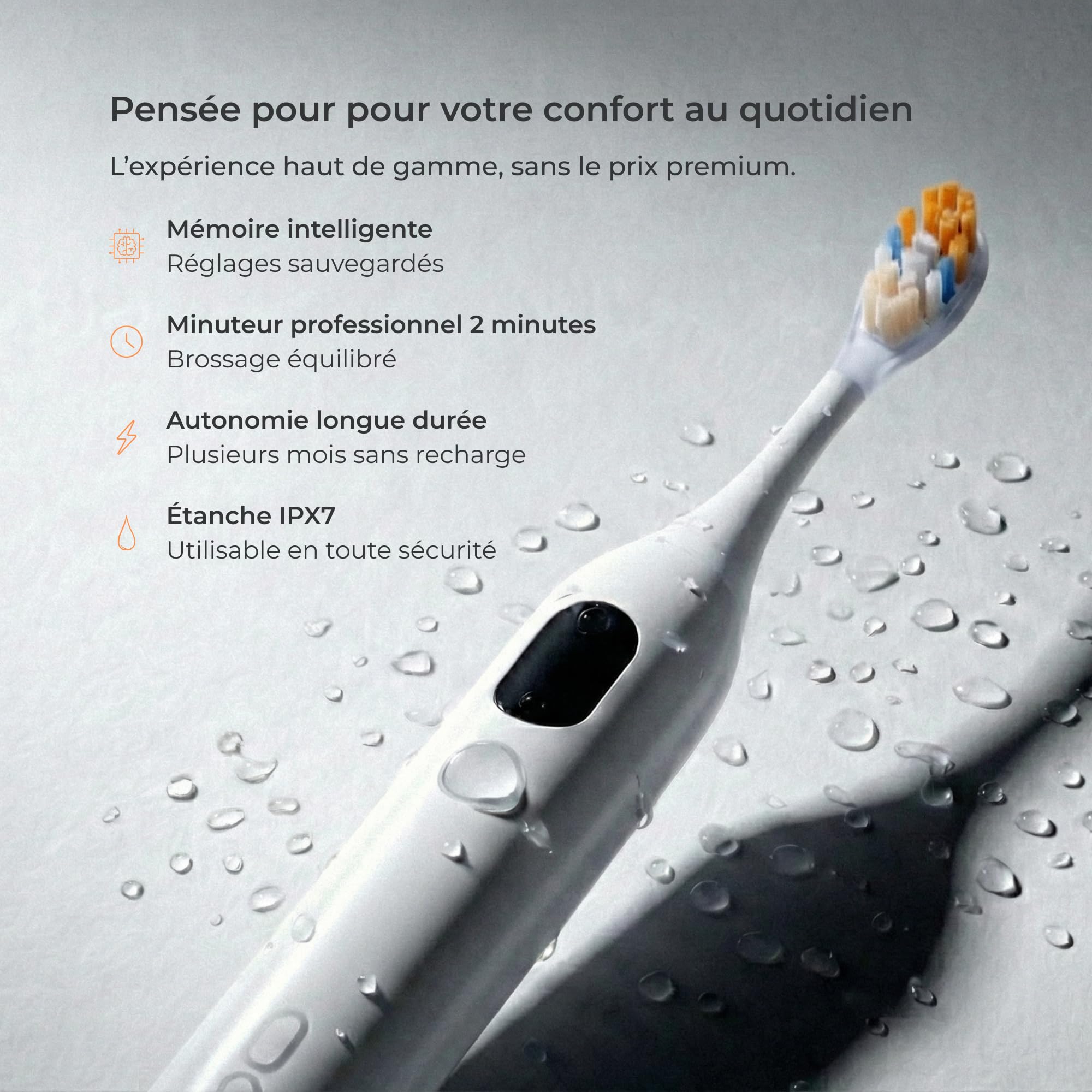 Brosse à Dents Électrique Sonique Nuboo Pulse Sense – 43 000 VPM – Écran LCD Intuitif – 5 Modes de Nettoyage – Batterie Haute Capacité – Recharge USB – Etanchéité IPX7 - Dents Sensibles - Blanchiment